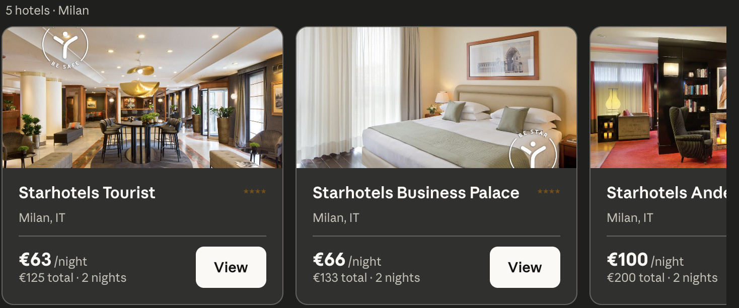 hotel search results